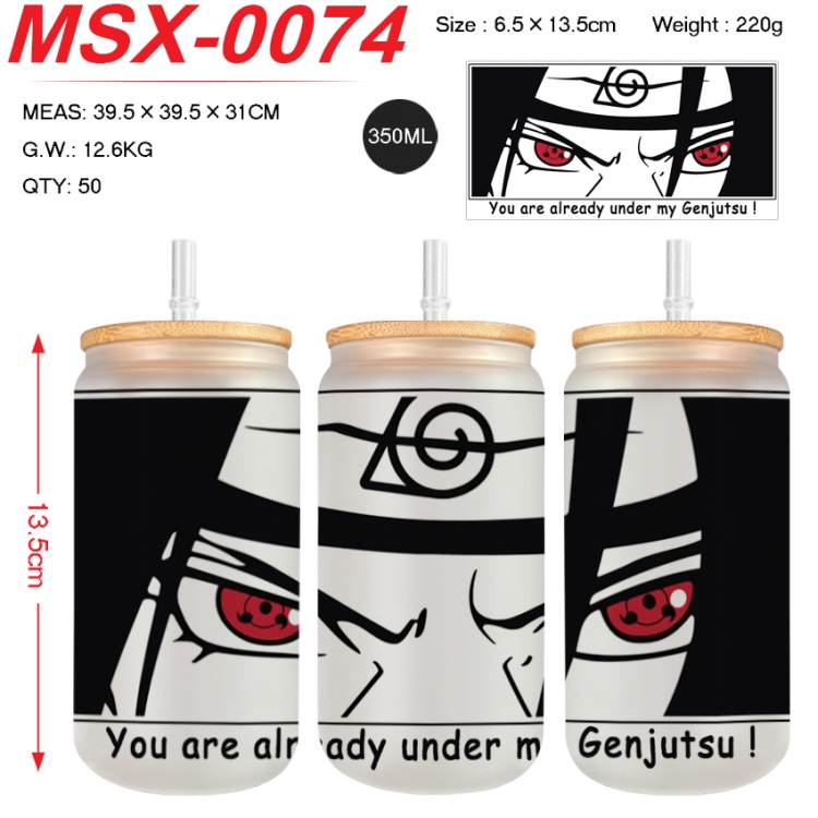 Naruto Anime frosted glass cup with straw 350ML MSX-0074