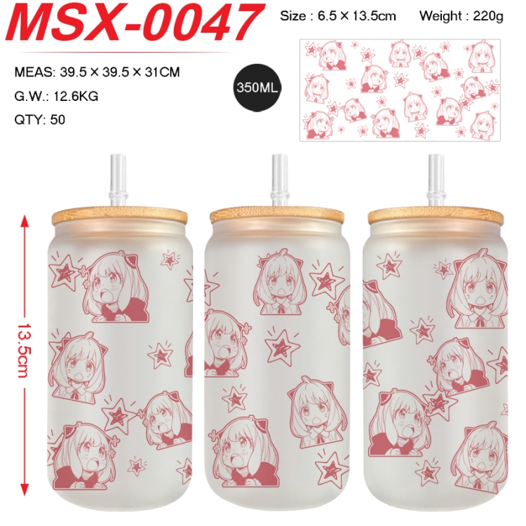 SPYxFAMILY Anime frosted glass cup with straw 350ML MSX-0047