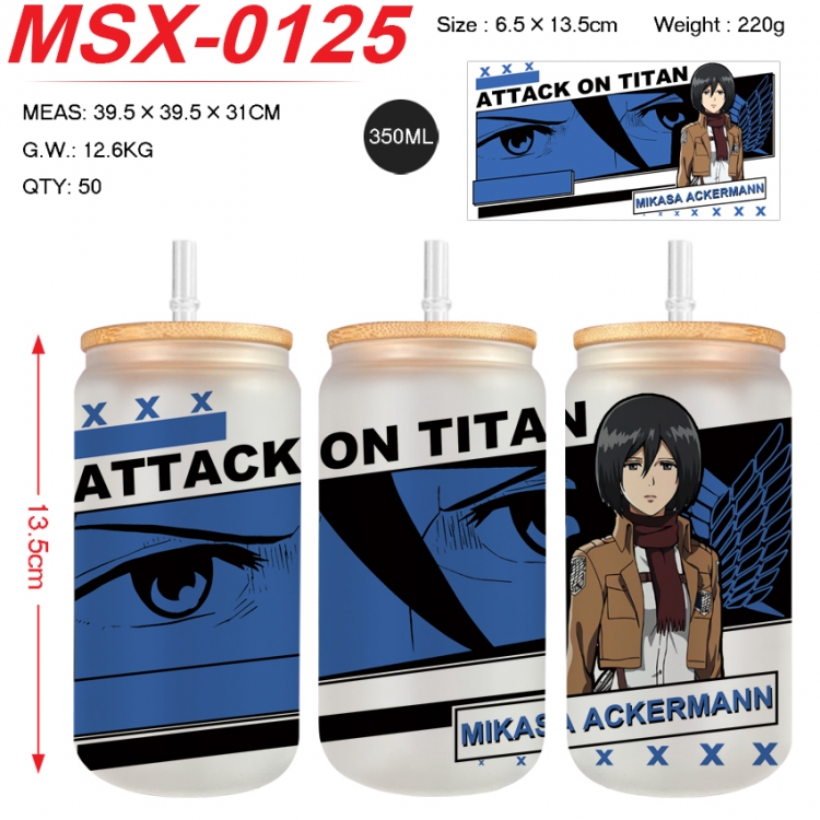 Shingeki no Kyojin Anime frosted glass cup with straw 350ML MSX-0125