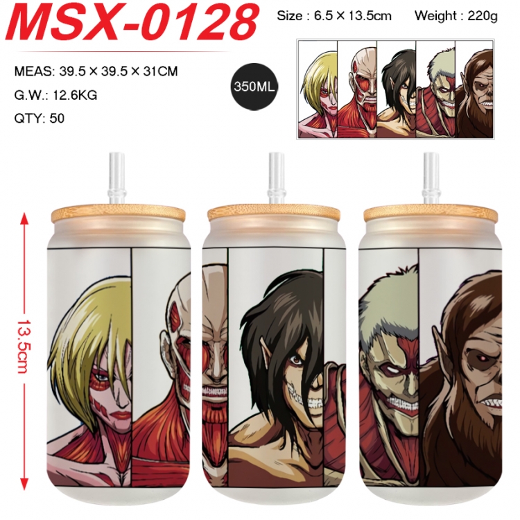 Shingeki no Kyojin Anime frosted glass cup with straw 350ML  MSX-0128