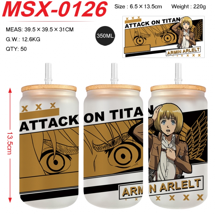 Shingeki no Kyojin Anime frosted glass cup with straw 350ML MSX-0126