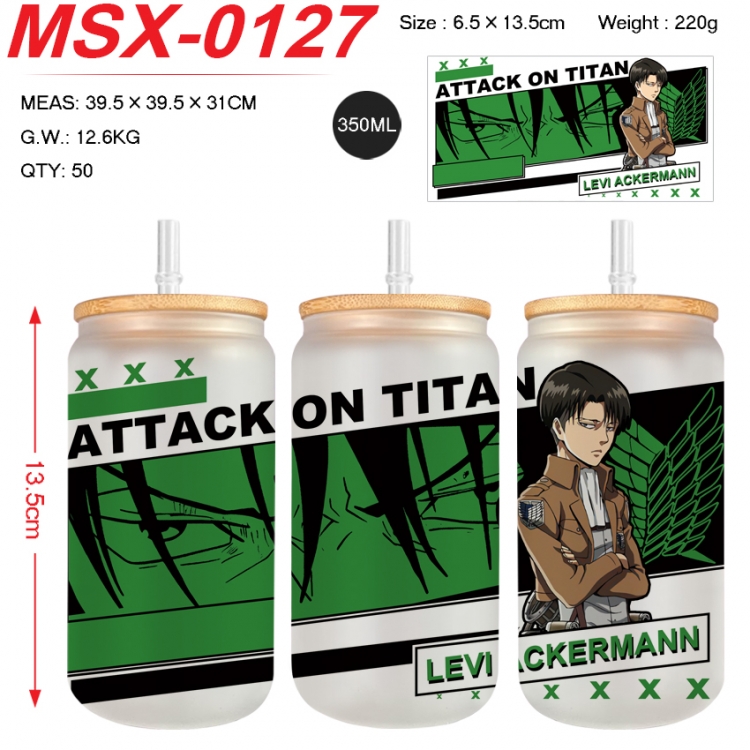 Shingeki no Kyojin Anime frosted glass cup with straw 350ML MSX-0127