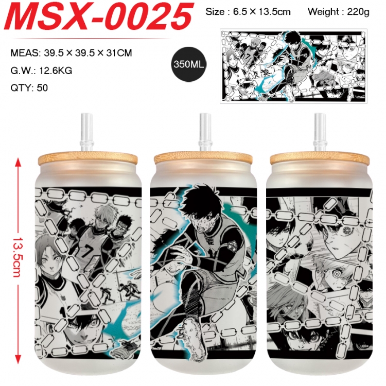 BLUE LOCK Anime frosted glass cup with straw 350ML MSX-0025