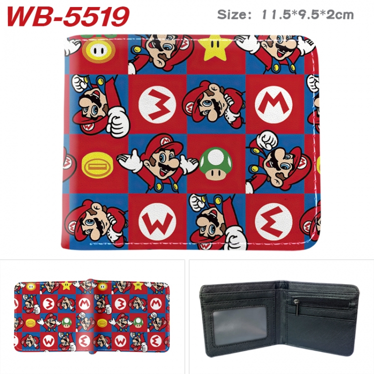 Super Mario Animation color PU leather half fold wallet 11.5X9X2CM WB-5519A