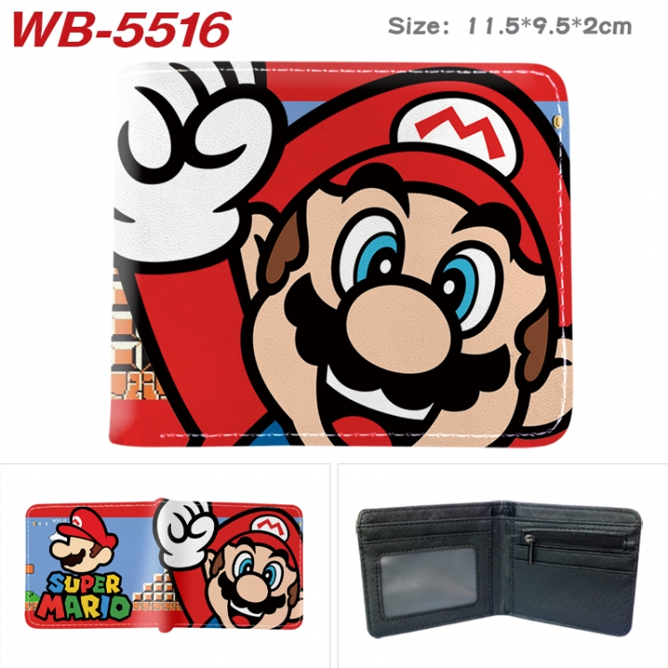Super Mario Animation color PU leather half fold wallet 11.5X9X2CM WB-5516A