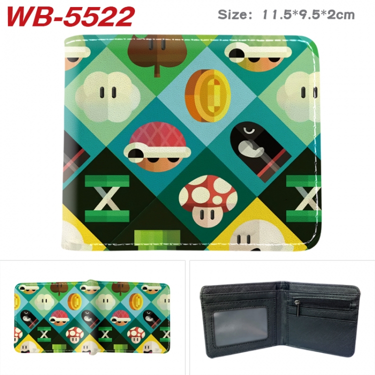 Super Mario Animation color PU leather half fold wallet 11.5X9X2CM WB-5522A