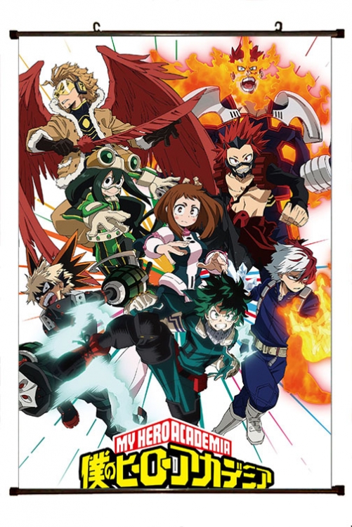 My Hero Academia Anime black Plastic rod Cloth painting Wall Scroll 60X90CM w9-454