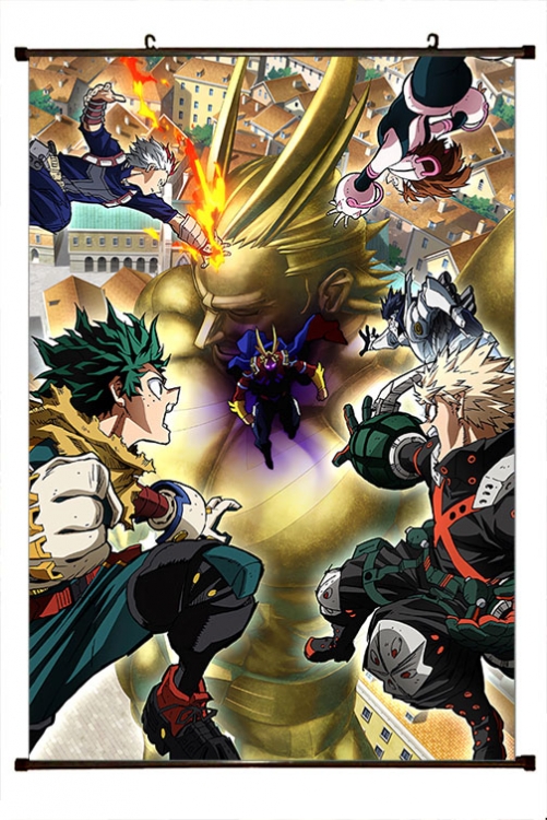 My Hero Academia Anime black Plastic rod Cloth painting Wall Scroll 60X90CM  w9-486