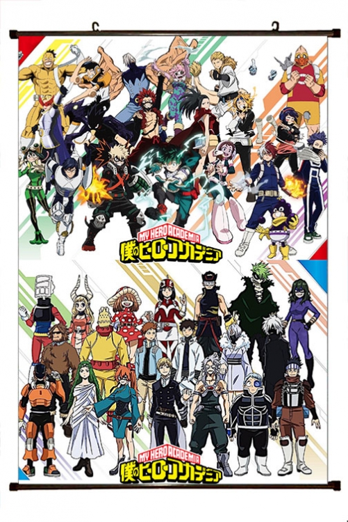 My Hero Academia Anime black Plastic rod Cloth painting Wall Scroll 60X90CM w9-469