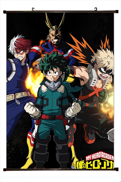 My Hero Academia Anime black Plastic rod Cloth painting Wall Scroll 60X90CM w9-463