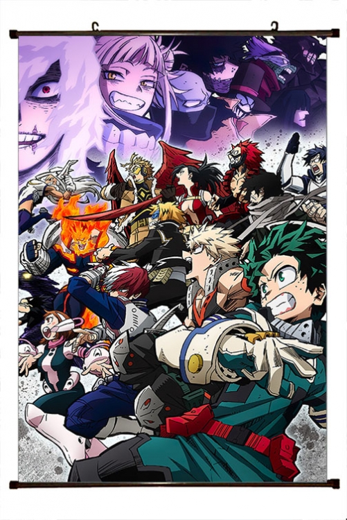 My Hero Academia Anime black Plastic rod Cloth painting Wall Scroll 60X90CM w9-465