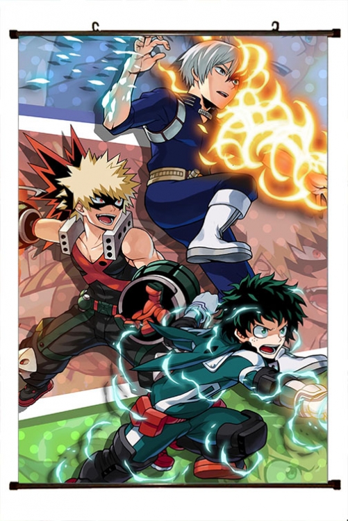 My Hero Academia Anime black Plastic rod Cloth painting Wall Scroll 60X90CM w9-487