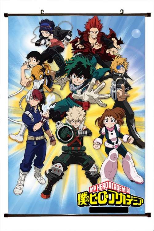 My Hero Academia Anime black Plastic rod Cloth painting Wall Scroll 60X90CM  w9-462