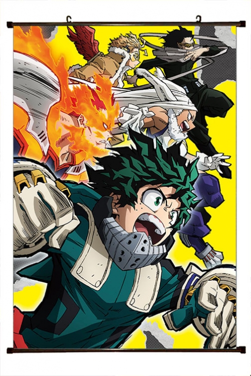 My Hero Academia Anime black Plastic rod Cloth painting Wall Scroll 60X90CM w9-459