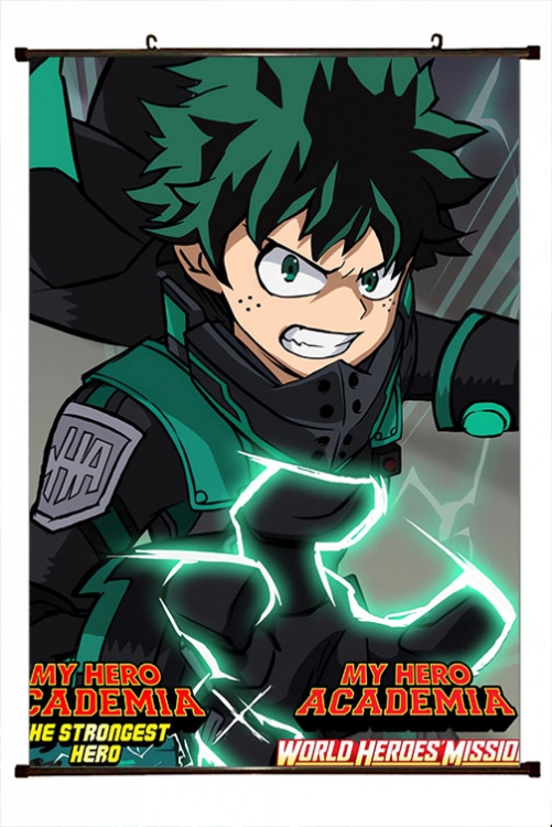 My Hero Academia Anime black Plastic rod Cloth painting Wall Scroll 60X90CM w9-472