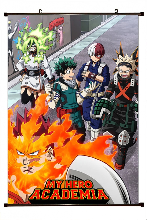 My Hero Academia Anime black Plastic rod Cloth painting Wall Scroll 60X90CM w9-468