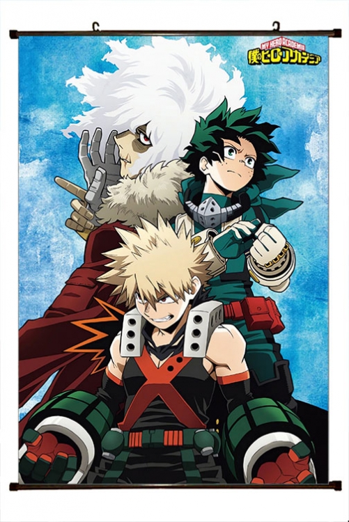 My Hero Academia Anime black Plastic rod Cloth painting Wall Scroll 60X90CM w9-455