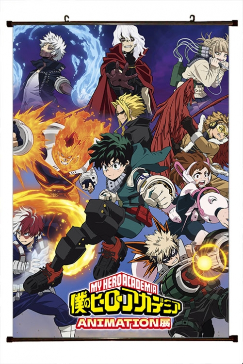 My Hero Academia Anime black Plastic rod Cloth painting Wall Scroll 60X90CM w9-461