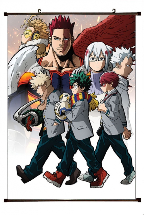 My Hero Academia Anime black Plastic rod Cloth painting Wall Scroll 60X90CM  w9-467