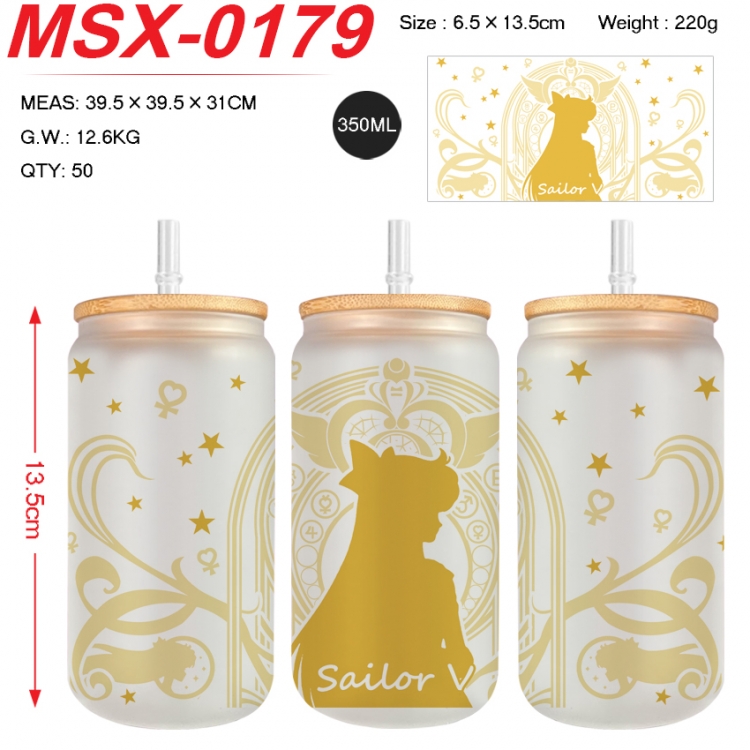 sailormoon Anime frosted glass cup with straw 350ML MSX-0179
