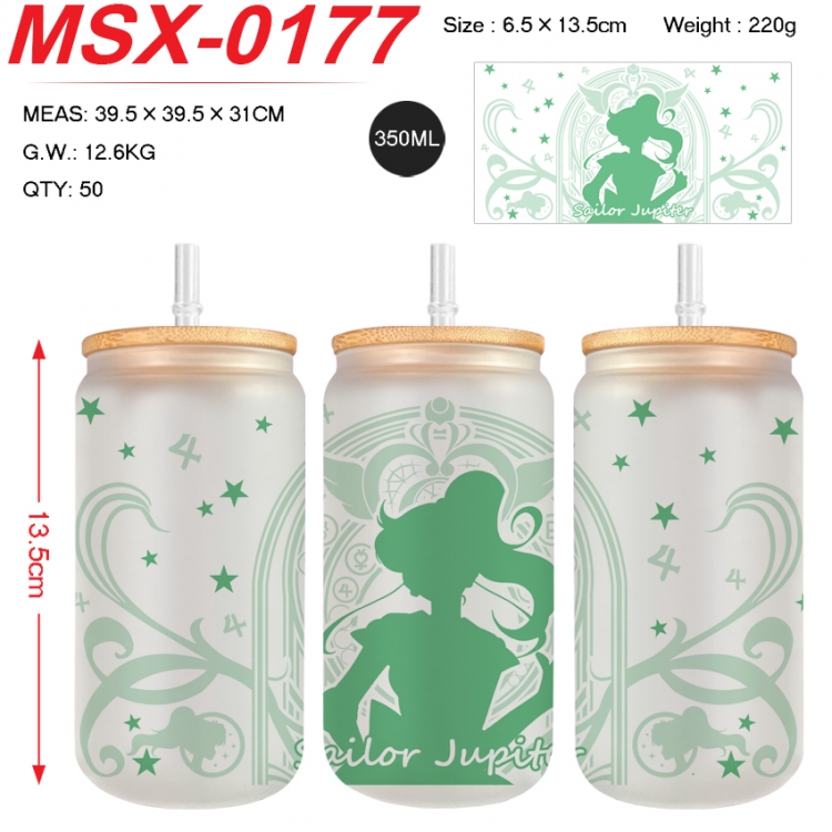 sailormoon Anime frosted glass cup with straw 350ML MSX-0177