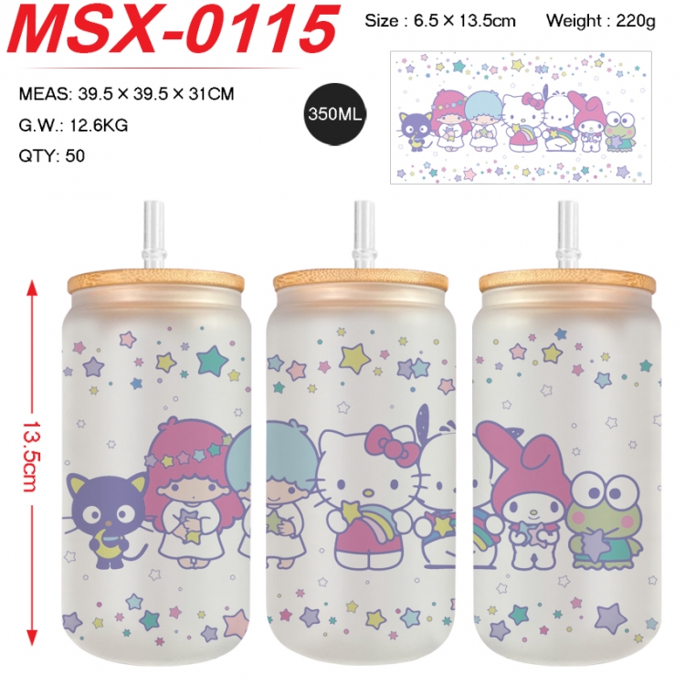 sanrio Anime frosted glass cup with straw 350ML MSX-0115