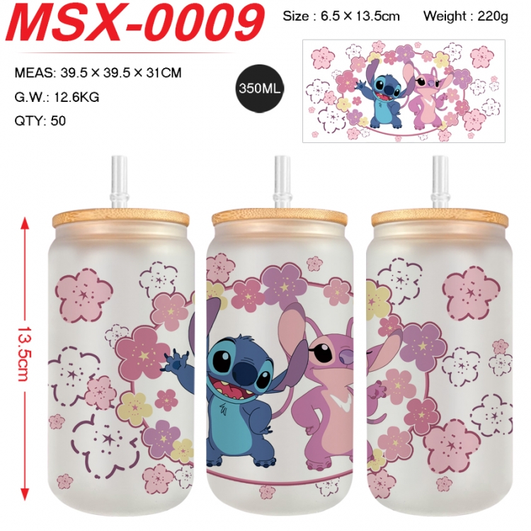 Lilo & Stitch Anime frosted glass cup with straw 350ML