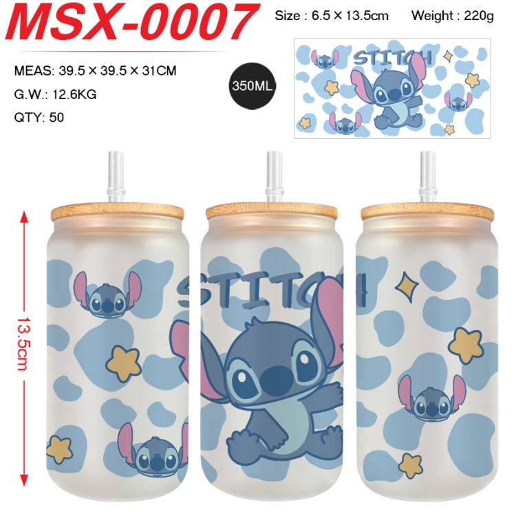 Lilo & Stitch Anime frosted glass cup with straw 350ML