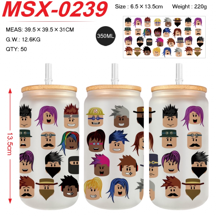 Roblox Anime frosted glass cup with straw 350ML MSX-0239