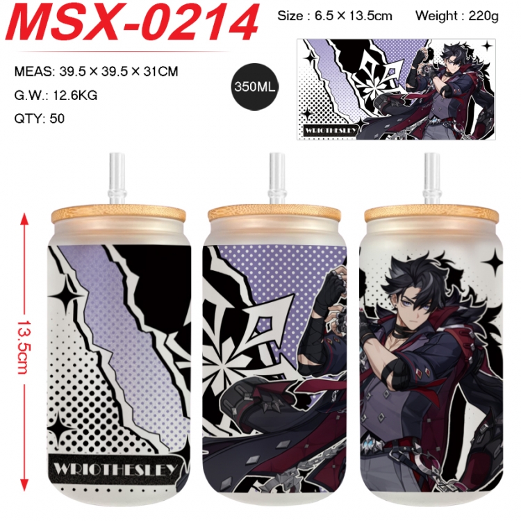 Genshin Impact Anime frosted glass cup with straw 350ml 
