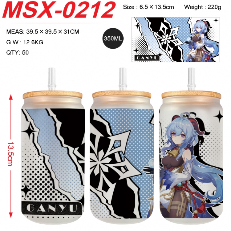 Genshin Impact Anime frosted glass cup with straw 350ml 