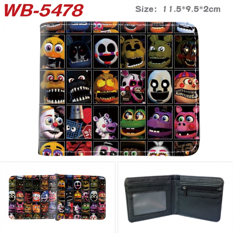 Five Nights at Freddys Animation color PU leather half fold wallet 11.5X9X2CM