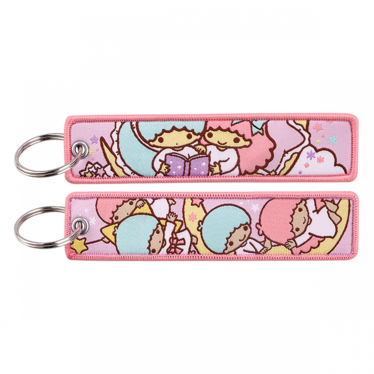 Sanrio series Double sided color woven label keychain with thickened hanging rope 13x3cm 10G price for 5 pcs