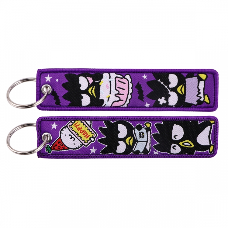 Sanrio series Double sided color woven label keychain with thickened hanging rope 13x3cm 10G price for 5 pcs