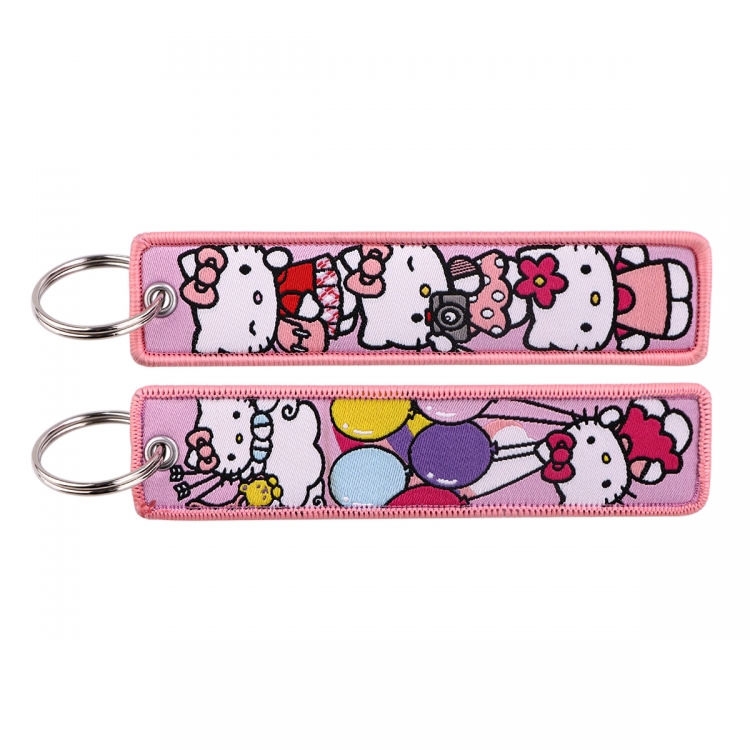 Sanrio series Double sided color woven label keychain with thickened hanging rope 13x3cm 10G price for 5 pcs