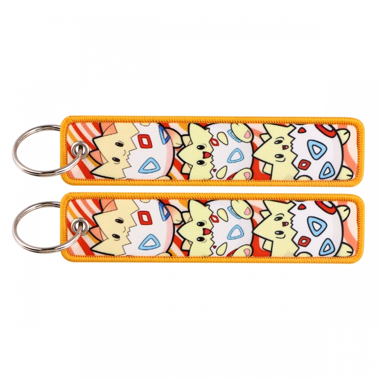 Pokemon Double sided color woven label keychain with thickened hanging rope 13x3cm 10G price for 5 pcs