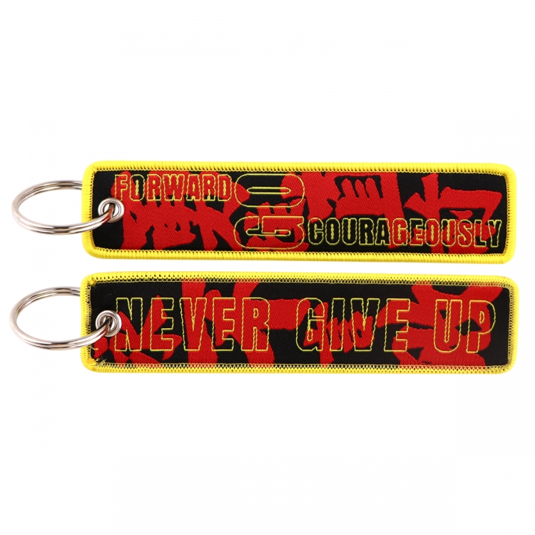 National style series Double sided color woven label keychain with thickened hanging rope 13x3cm 10G price for 5 pcs