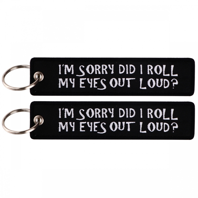 Quotations series Double sided color woven label keychain with thickened hanging rope 13x3cm 10G price for 5 pcs