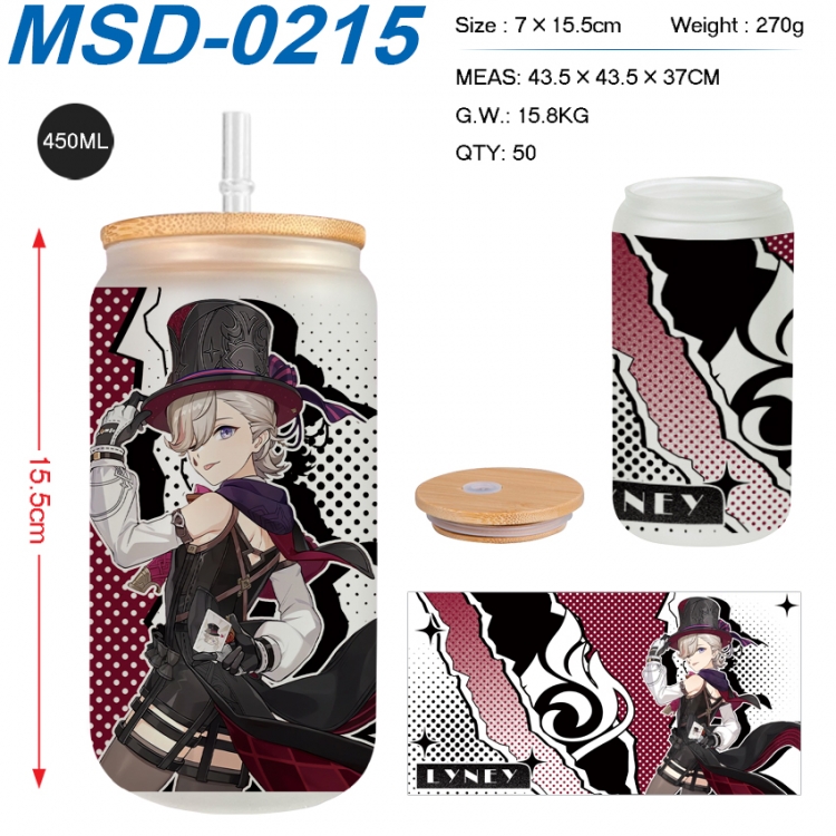 Genshin Impact Anime frosted glass cup with straw 450ML MSD-0215