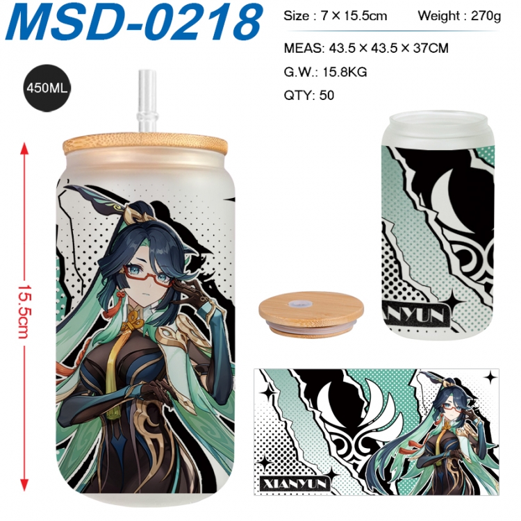 Genshin Impact Anime frosted glass cup with straw 450ML MSD-0218