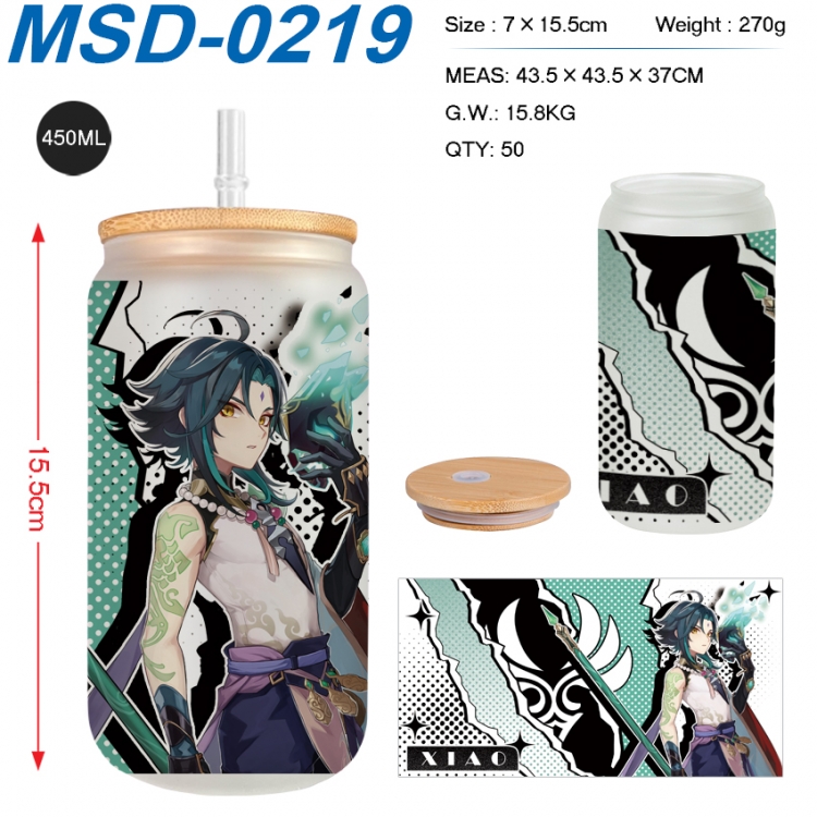 Genshin Impact Anime frosted glass cup with straw 450ML MSD-0219