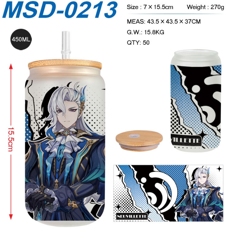 Genshin Impact Anime frosted glass cup with straw 450ML MSD-0213