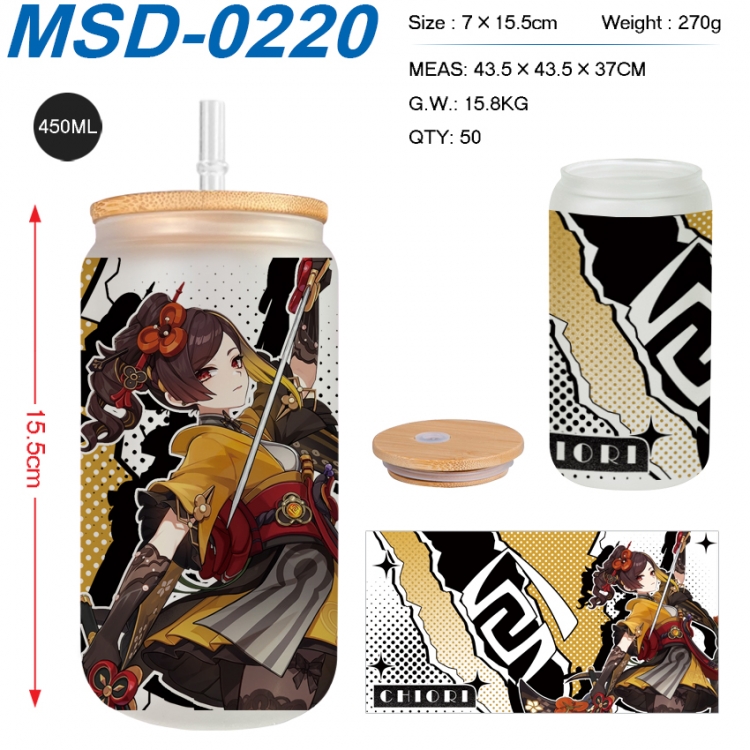 Genshin Impact Anime frosted glass cup with straw 450ML MSD-0220