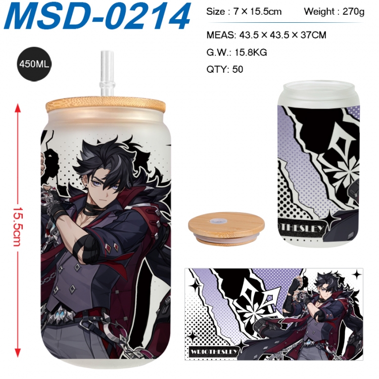 Genshin Impact Anime frosted glass cup with straw 450ML MSD-0214