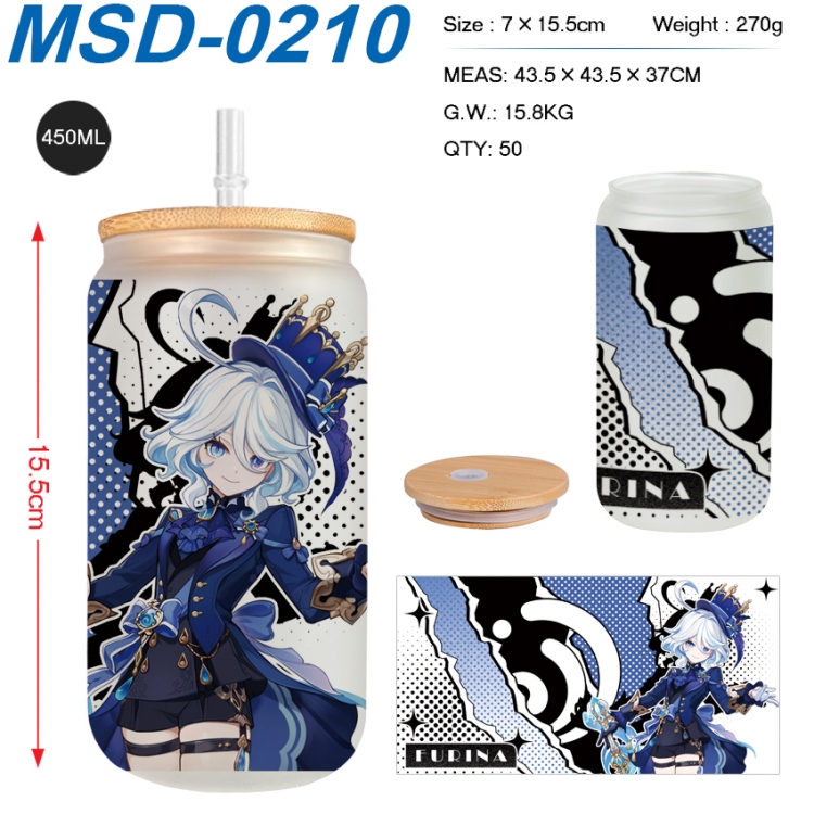 Genshin Impact Anime frosted glass cup with straw 450ML MSD-0210