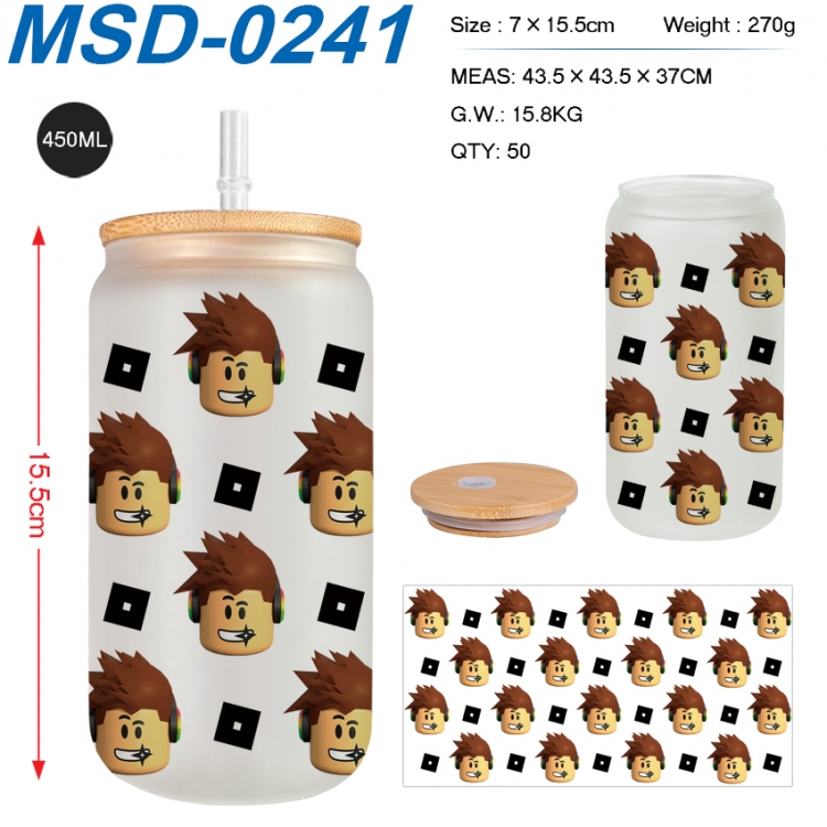 Roblox Anime frosted glass cup with straw 450ML MSD-0241