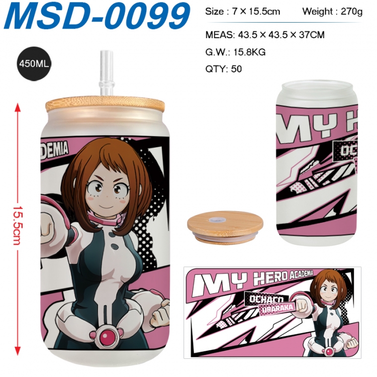 My Hero Academia Anime frosted glass cup with straw 450ML