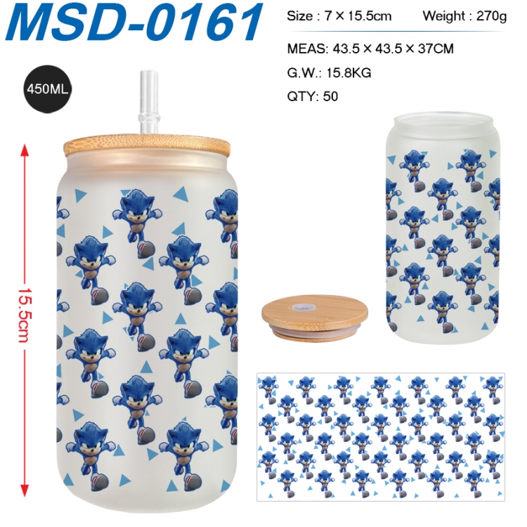 Sonic The Hedgehog Anime frosted glass cup with straw 450ML  MSD-0161
