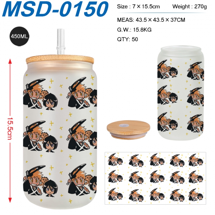 Bleach Anime frosted glass cup with straw 450ML MSD-0150