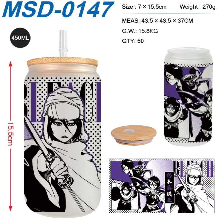 Bleach Anime frosted glass cup with straw 450ML MSD-0147